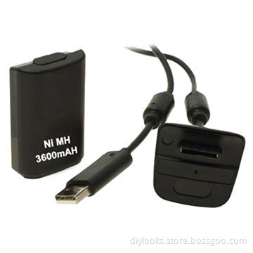 3600mAh Rechargeable Battery Pack with Chargeable Cable for XBOX 360 (Black)